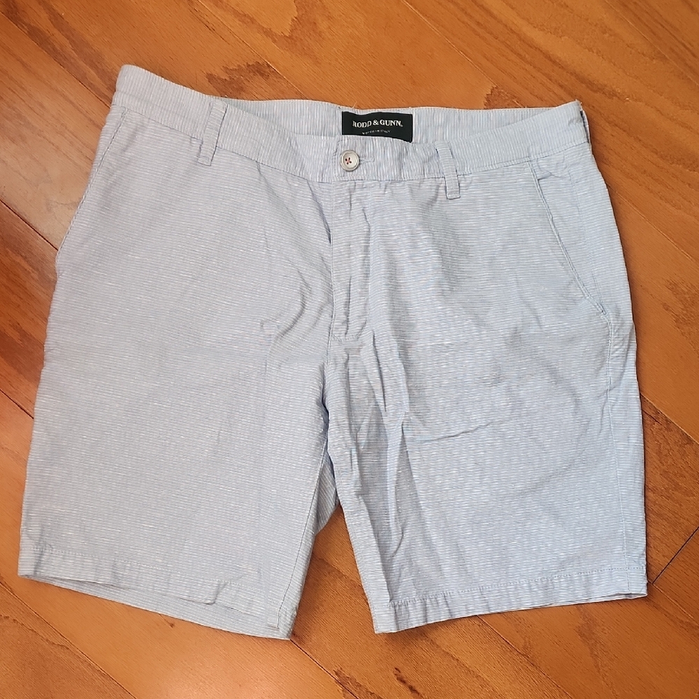 Rodd & Gunn Light Blue Flat Front Shorts, Mens 34